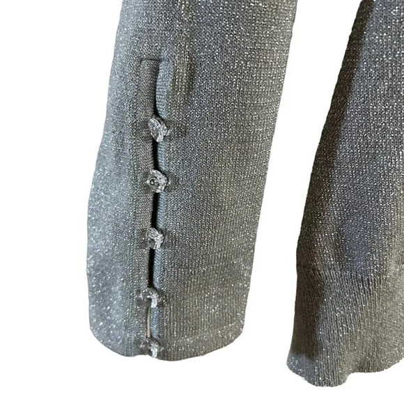 Lane Bryant Metallic Silver Gray High Neck Sweater 22 24 Keyhole Long Sleeves - Picture 4 of 6